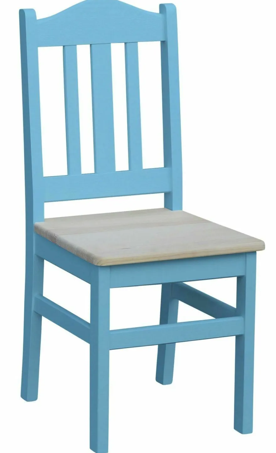Stuhl Massiv Kiefer Holz -NEU blau honig Landhausstil Massivholz