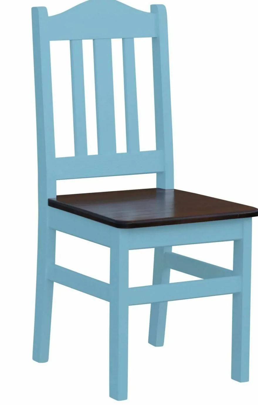 Stuhl Massiv Kiefer Holz -NEU blau honig Landhausstil Massivholz