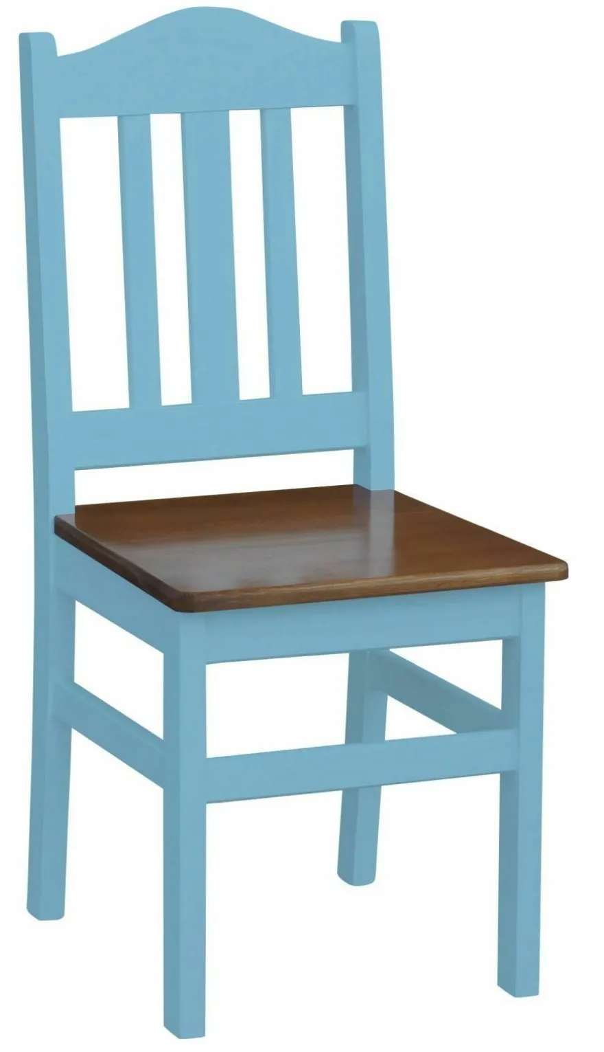 Stuhl Massiv Kiefer Holz -NEU blau honig Landhausstil Massivholz