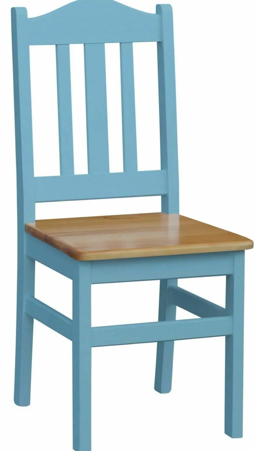 Stuhl Massiv Kiefer Holz -NEU blau honig Landhausstil Massivholz