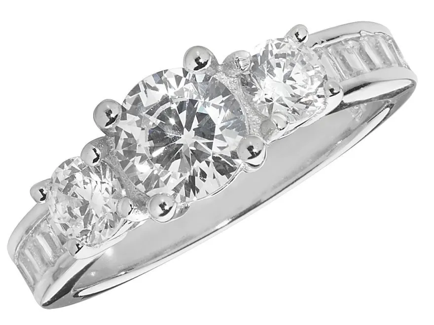 Stylischer 925 Sterling Silber Trilogie Damen - Ring mit Zirkonia