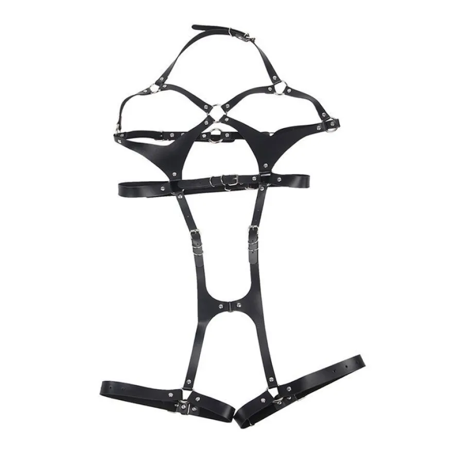 Subblime Ganzkörper-Harness aus Leder mit Schnallen schwarz
