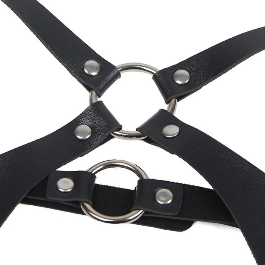 Subblime Ganzkörper-Harness aus Leder mit Schnallen schwarz
