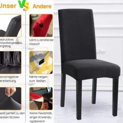 Sufdari Stuhlhussen 4er Set Anthrazit Grau, Stretch Esszimmer Stuhlbezug