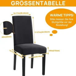 Sufdari Stuhlhussen 4er Set Anthrazit Grau, Stretch Esszimmer Stuhlbezug