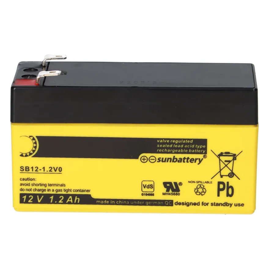 SUN Battery SB12-1.2V0 AGM Akku 12V 1,2Ah T1 / Faston 4,8 mm