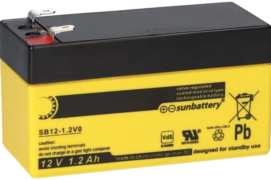 SUN Battery SB12-1.2V0 AGM Akku 12V 1,2Ah T1 / Faston 4,8 mm