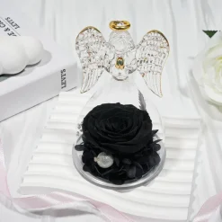 Sunia Ewige Rose Engel Figur Geschenk Mama Muttertag Handgefertigt Glaskuppel