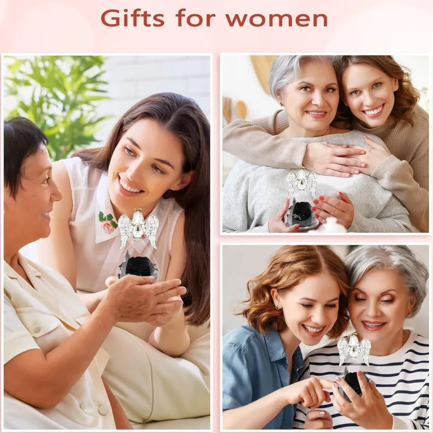 Sunia Ewige Rose Engel Figur Geschenk Mama Muttertag Handgefertigt Glaskuppel