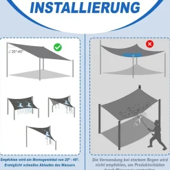 Sunnylaxx Sonnensegel Rechteckig 2,5x3m Creme - Wasserdicht, 95% UV-Schutz für