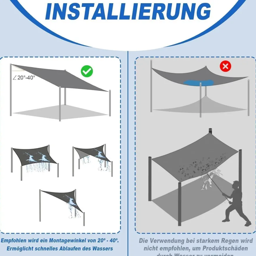 Sunnylaxx Sonnensegel Rechteckig 2,5x3m Creme - Wasserdicht, 95% UV-Schutz für