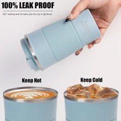 SUNTQ Kaffeebecher to go Thermo Edelstahl 380ml doppelwandig auslaufsicher