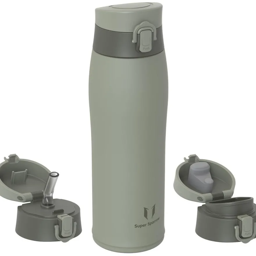 Super Sparrow Edelstahl Trinkflasche - 750 ml Wüstengrün - Thermosflasche mit 2