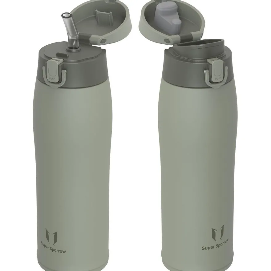 Super Sparrow Edelstahl Trinkflasche - 750 ml Wüstengrün - Thermosflasche mit 2