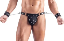 Svenjoyment Bondage Herren Rio String mit Soft-Handfesseln schwarz