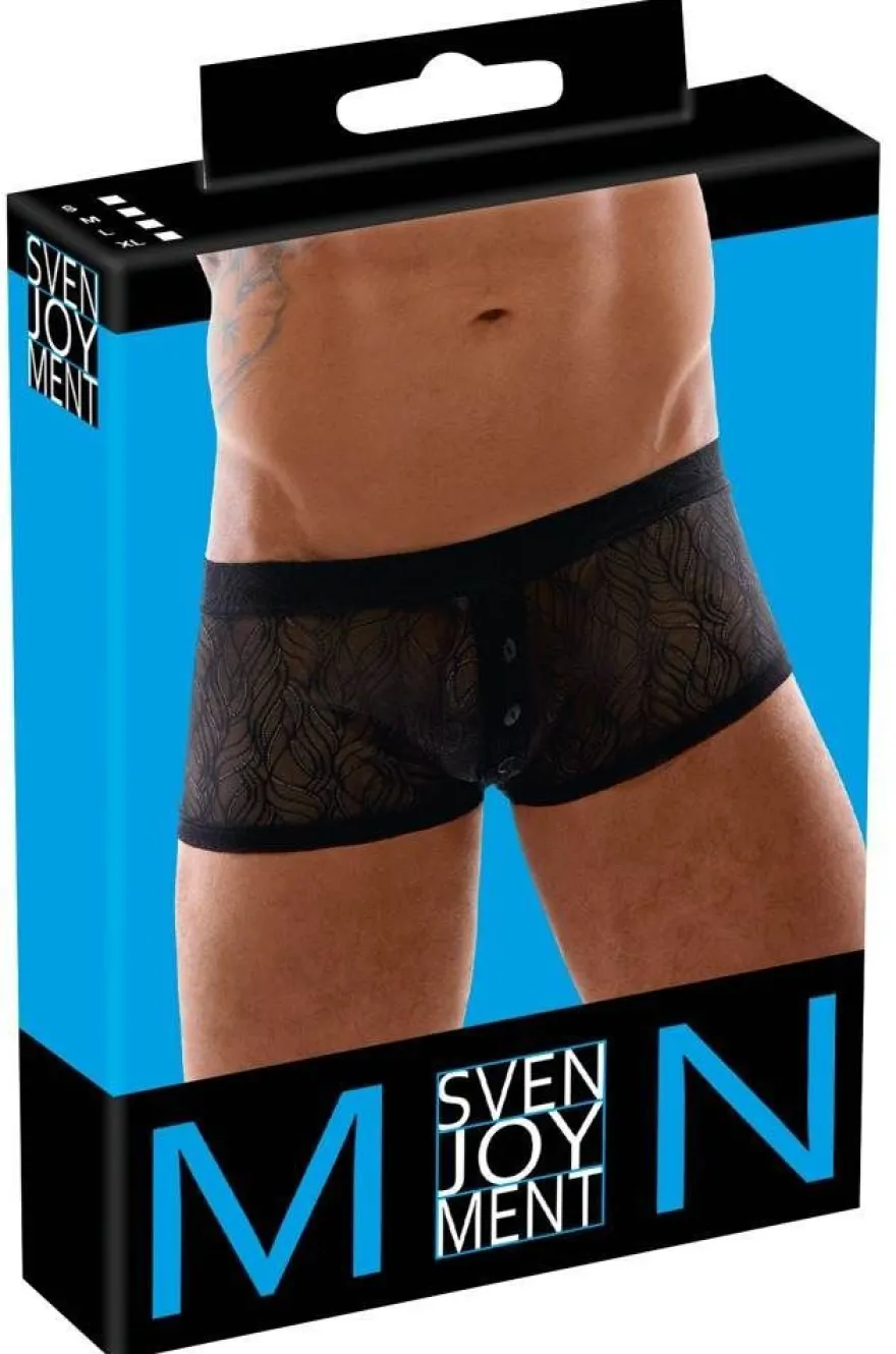 Svenjoyment Enge Spitzenpants mit Knopfleiste
