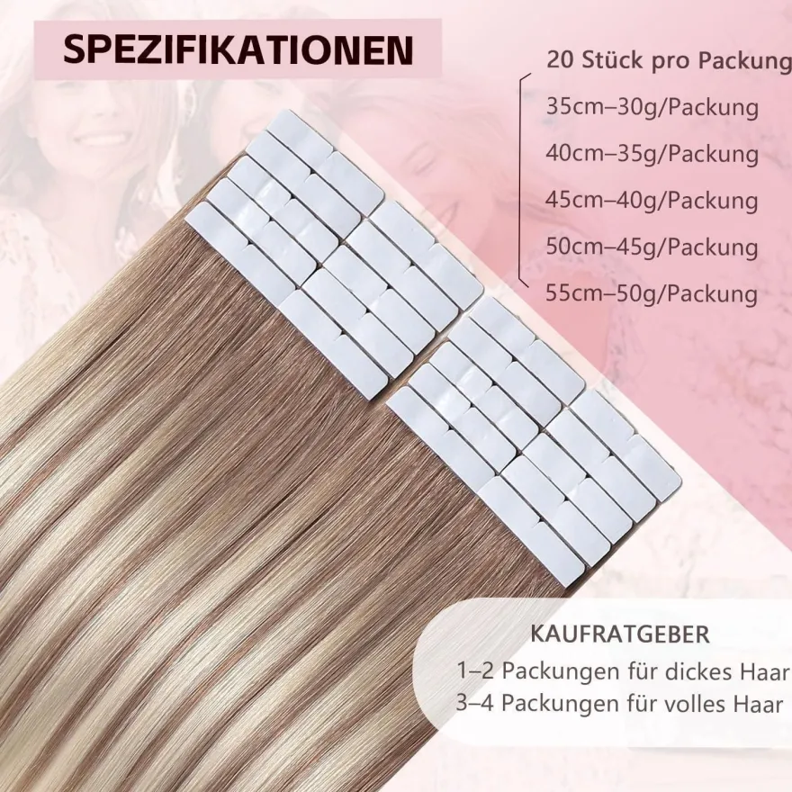 Sweetmet 3. Generation Unsichtbare Tape Extensions Echthaar Pro3.0 #8/60