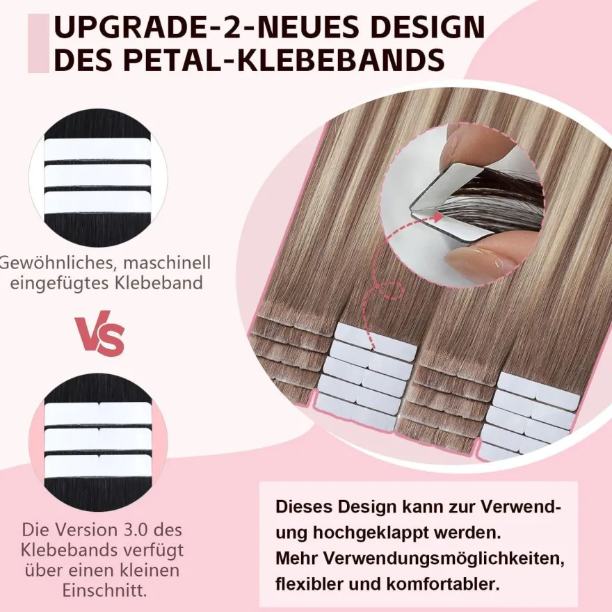 Sweetmet 3. Generation Unsichtbare Tape Extensions Echthaar Pro3.0 #8/60