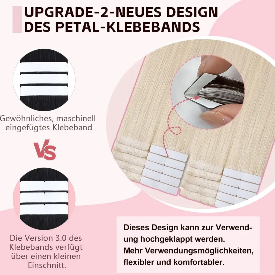 Sweetmet Pro3.0 Unsichtbare Tape Extensions Echthaar Remy #60 Platinblond 30g