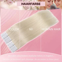 Sweetmet Pro3.0 Unsichtbare Tape Extensions Echthaar Remy #60 Platinblond 30g