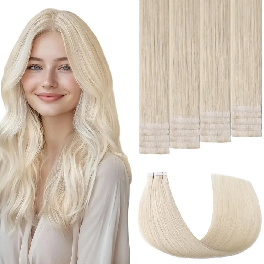 Sweetmet Pro3.0 Unsichtbare Tape Extensions Echthaar Remy #60 Platinblond 30g