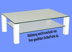 SYD-CSH Couchtisch Satinoglas Rollen mit/ ohne Ablage. Stollen Echtholz oder Lack