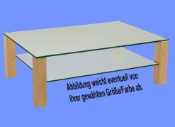 SYD-CSH Couchtisch Satinoglas Rollen mit/ ohne Ablage. Stollen Echtholz oder Lack