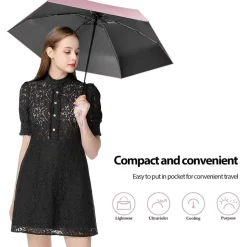 Sykerout Mini Regenschirm Taschenschirm Kompakt Faltbar Mit Etui UV-Schutz