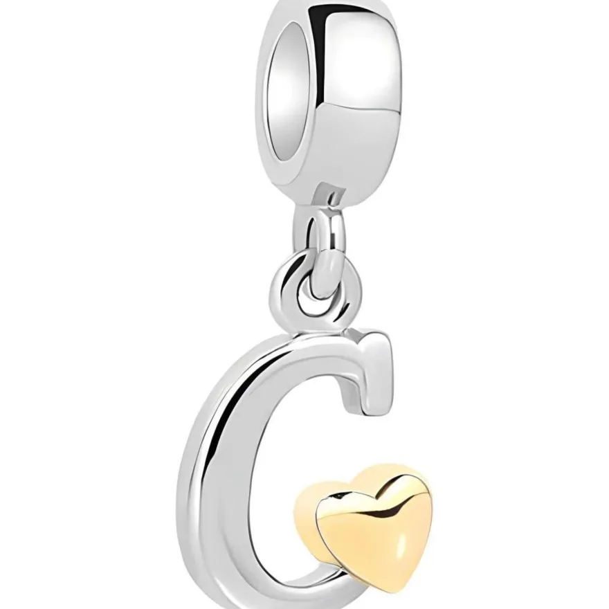 Symretie Damen A-Z Buchstaben Charm Anhänger Initial Beads Charms mit Gelbem