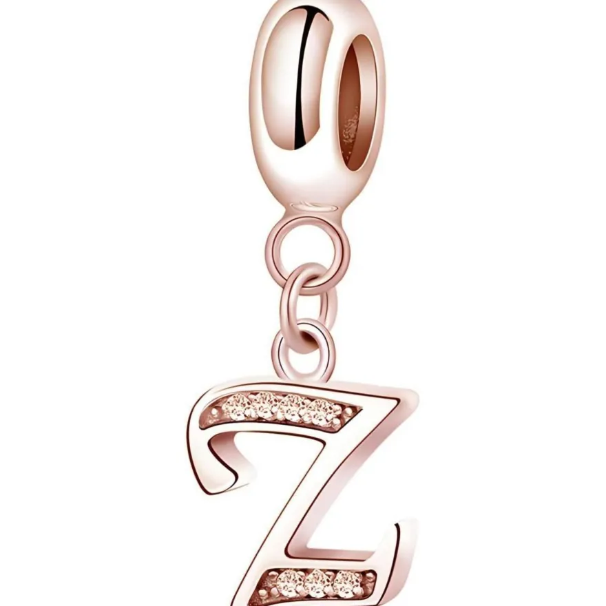 Symretie Damen Rose Gold Buchstabe Charm Anhänger A-Z, kompatibel mit