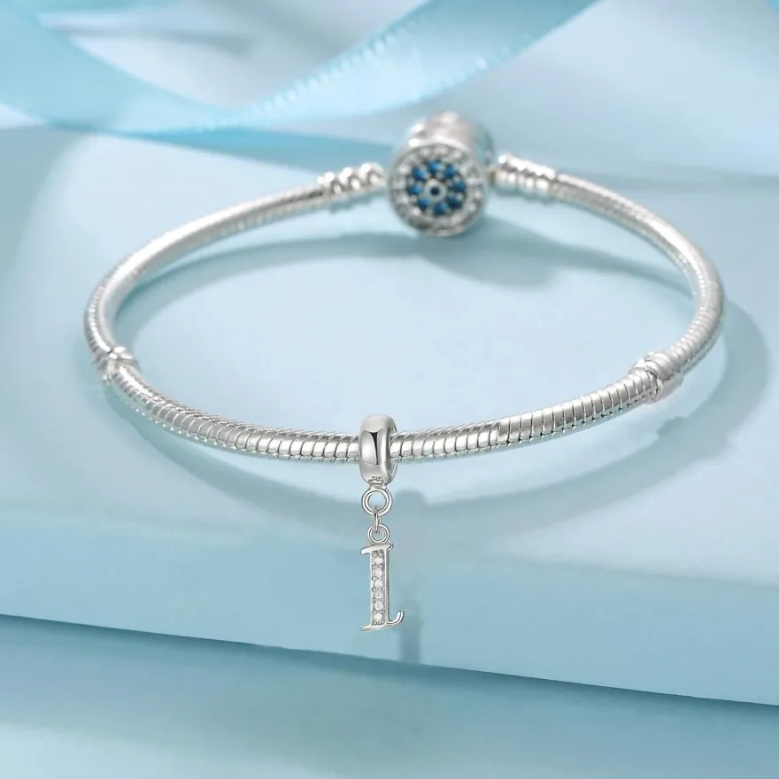 Symretie Damen 925 Sterling Silber Initial Buchstabe Anhänger für Europäische