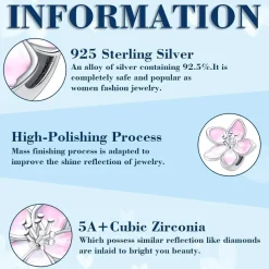 Symretie 925 Sterling Silber Charm Anhänger Schmetterling Herz für Damen
