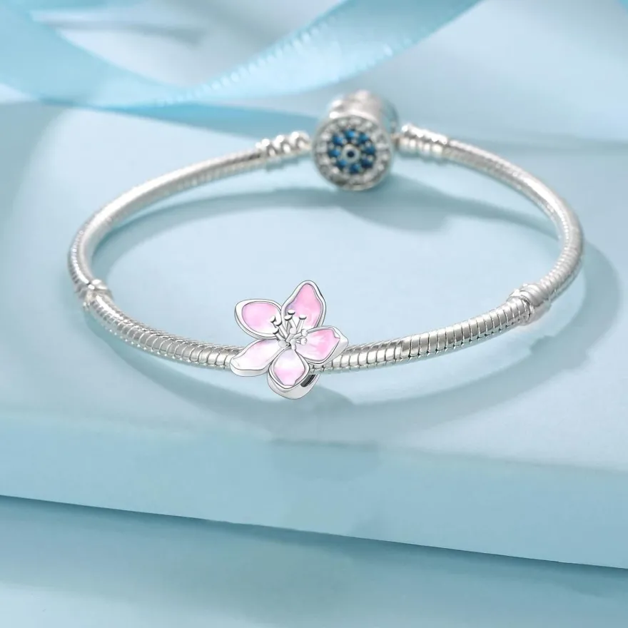 Symretie 925 Sterling Silber Charm Anhänger Schmetterling Herz für Damen