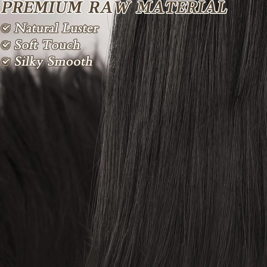 Synthetik Pferdeschwanz Verlängerung 76CM Schwarz Braun Damen Haar Clip