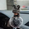 SYSUII Bling Strass Rückspiegel Anhänger Süße Puppe Plüsch Ball Auto Hängende