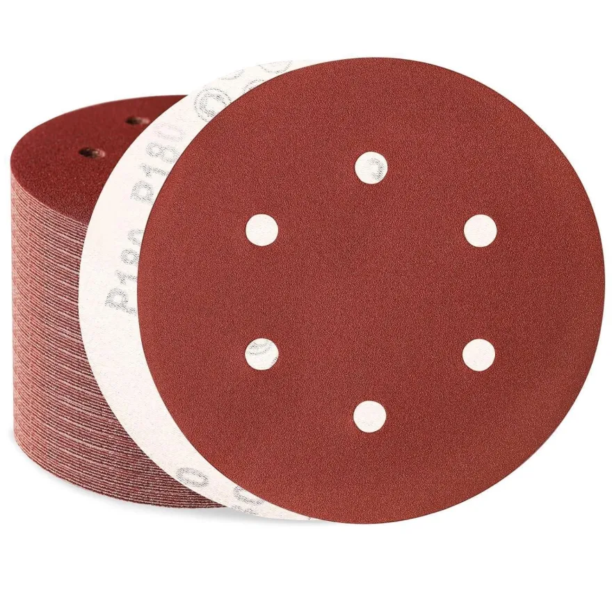 Sztaoip 100er Set Schleifpapier 150mm Klett, Körnung 180, 6 Loch für