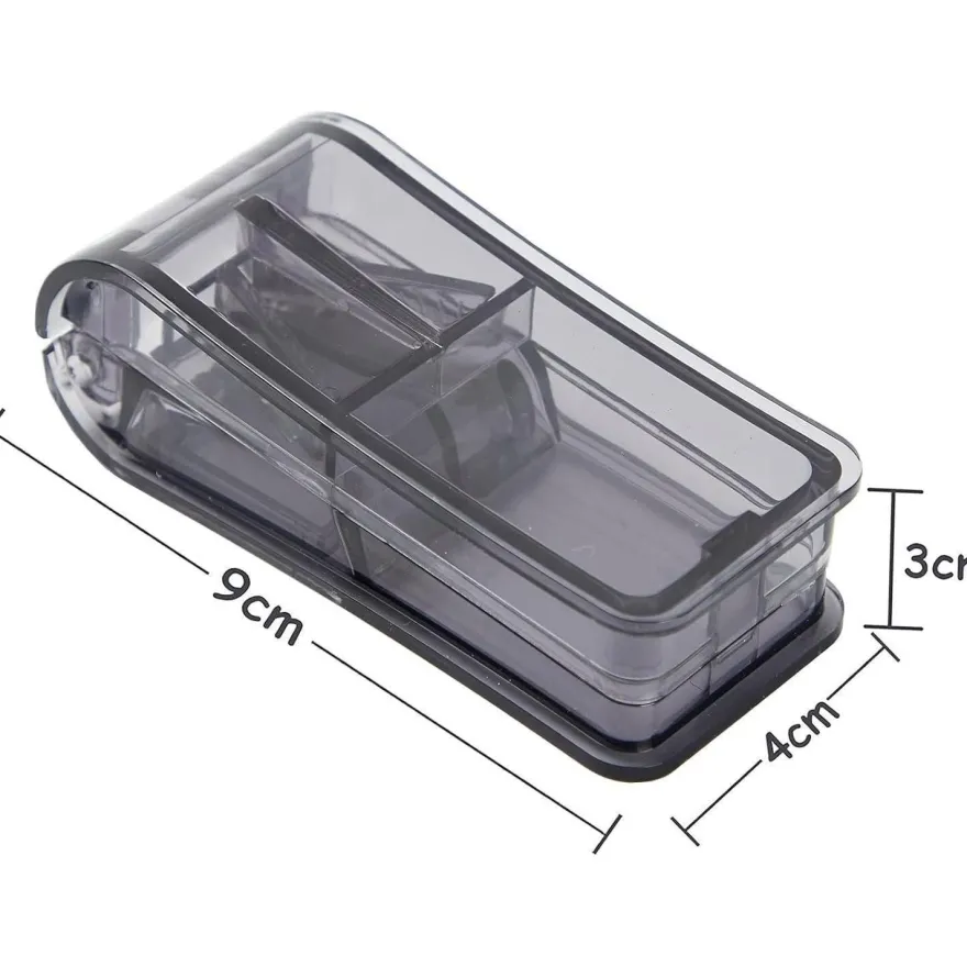 Tablettenteiler für Große und Kleine Tabletten, mit Aufbewahrungsfach, Blau