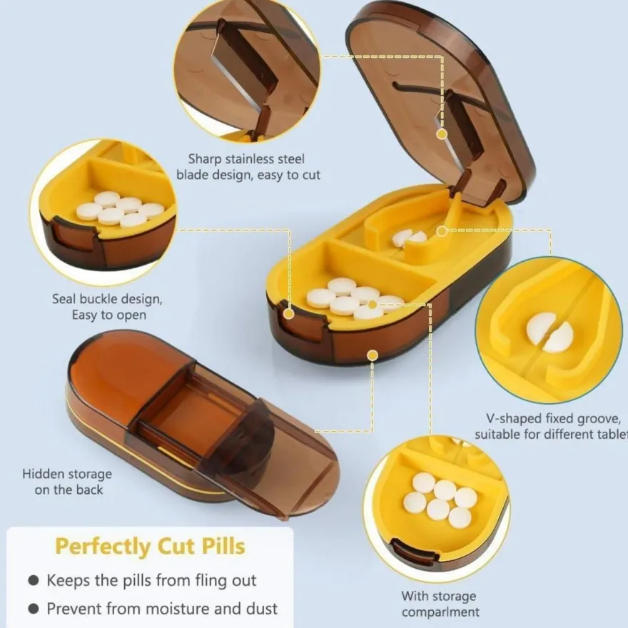 Tablettenteiler Pillenschneider 2-in-1 für Kleine und Große Tabletten