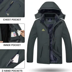 Tacvasen Herren Winterjacke wasserdicht winddicht warm gefüttert mit Kapuze