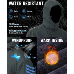 Tacvasen Herren Winterjacke wasserdicht winddicht warm gefüttert mit Kapuze