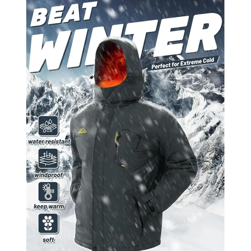 Tacvasen Herren Winterjacke wasserdicht winddicht warm gefüttert mit Kapuze