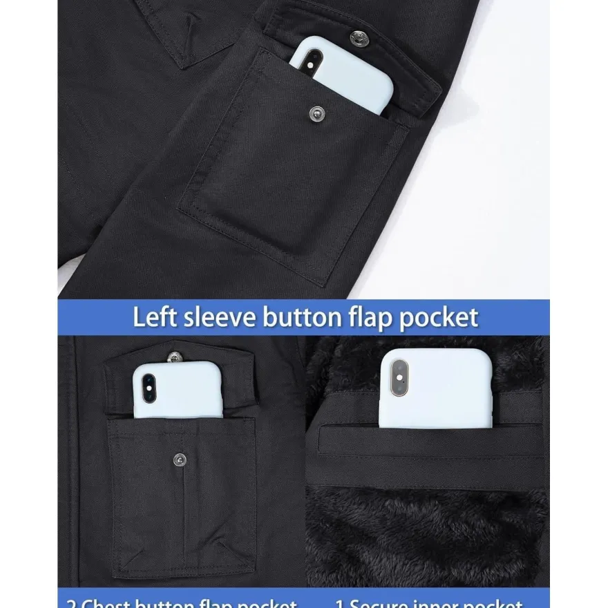 Tacvasen Herren Winterjacke Warme Fleecejacke Militärjacke Lässige Gefütterte