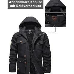 Tacvasen Herren Winterjacke Warme Fleecejacke Militärjacke Lässige Gefütterte
