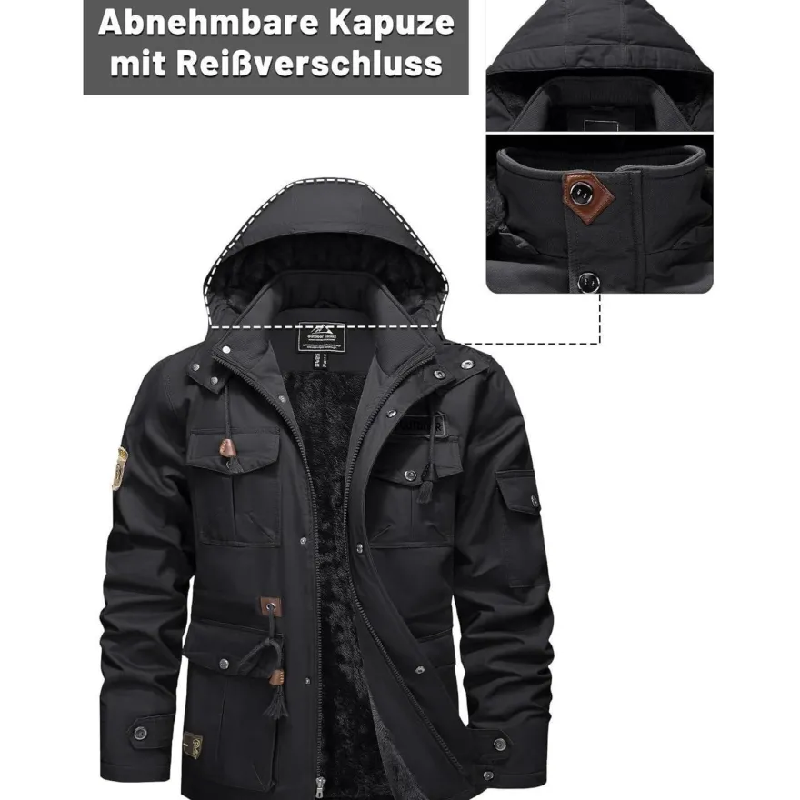 Tacvasen Herren Winterjacke Warme Fleecejacke Militärjacke Lässige Gefütterte