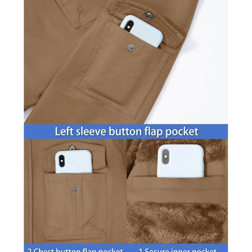 Tacvasen Herren Winterjacke Warme Fleecejacke Militärjacke Lässige Gefütterte