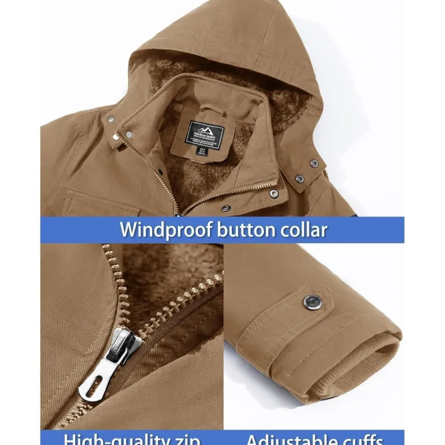 Tacvasen Herren Winterjacke Warme Fleecejacke Militärjacke Lässige Gefütterte