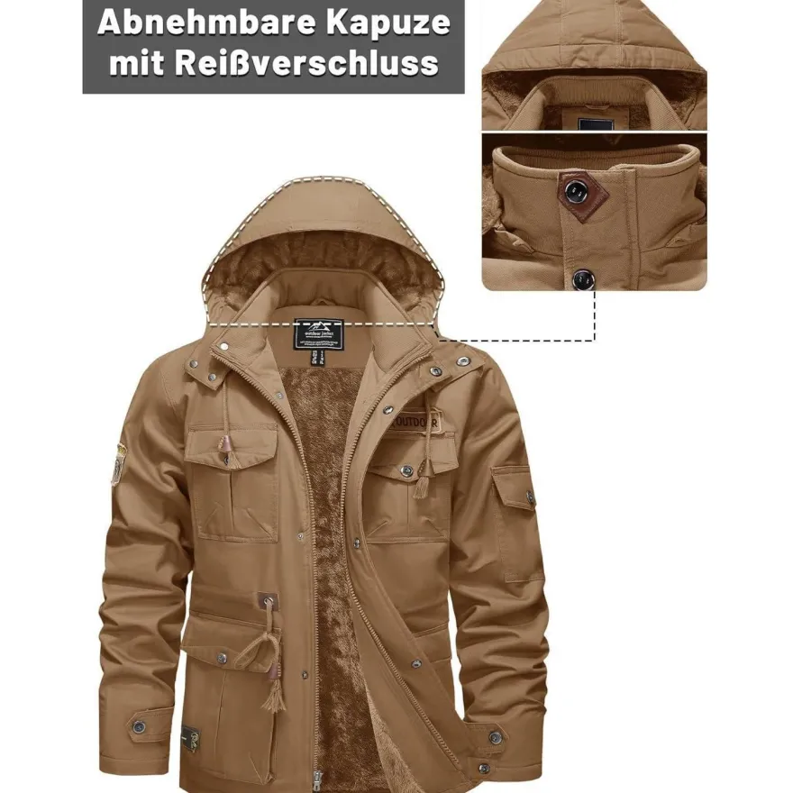 Tacvasen Herren Winterjacke Warme Fleecejacke Militärjacke Lässige Gefütterte