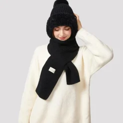 TAGVO Damen Thermo-Schalmütze 3-in-1 Strickmütze & Halswärmer mit Fleecefutter