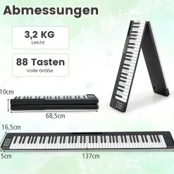88 Tastatur digitale Keyboard faltbar, Kinder elektrisches Klavier 128 Rhythmen