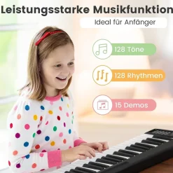 88 Tastatur digitale Keyboard faltbar, Kinder elektrisches Klavier 128 Rhythmen